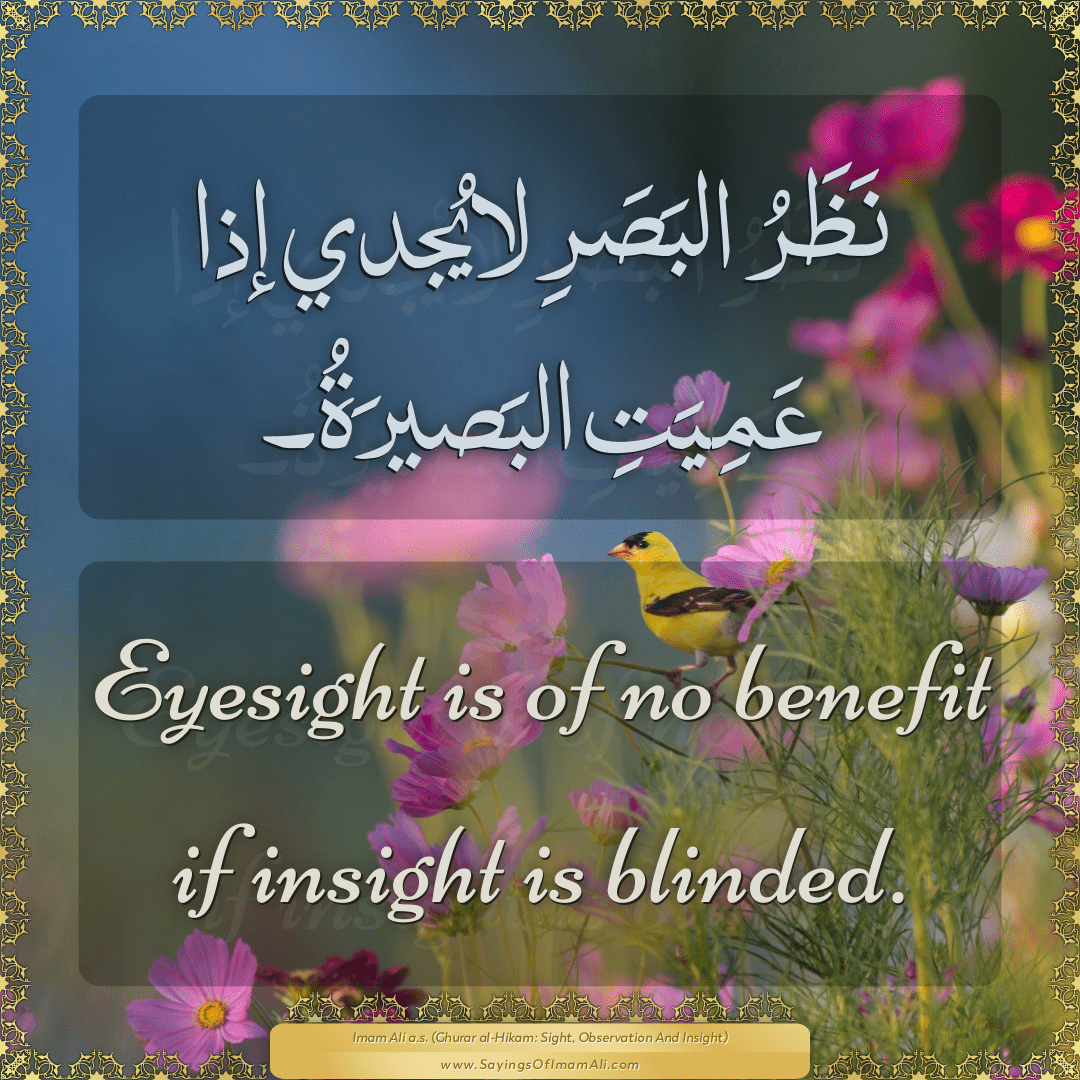Eyesight is of no benefit if insight is blinded.